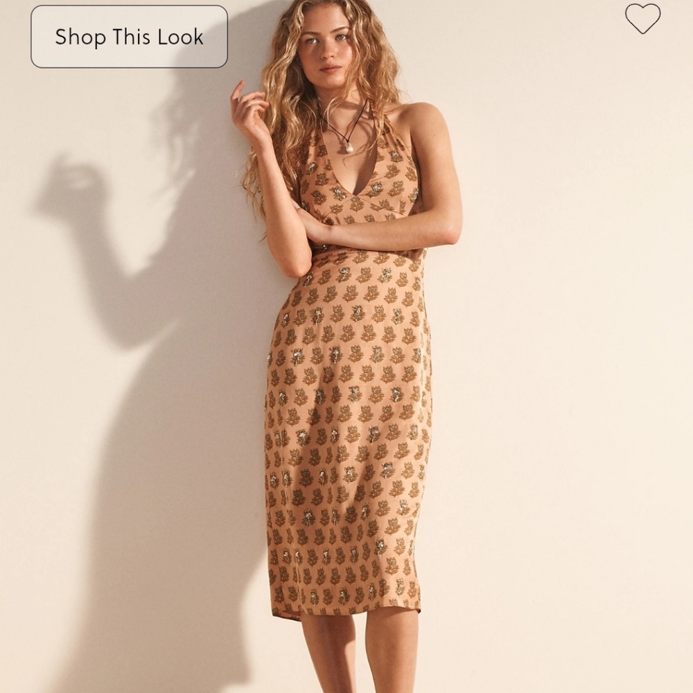 J Crew Collection embellished halter dress in tonal tulip block print CL544 Sz 0